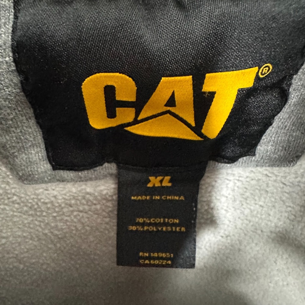 CAT Kangaroo Pocket Long Sleeve Spellout Pullover Hoodie Heather Gray Size XL - Picture 7 of 9